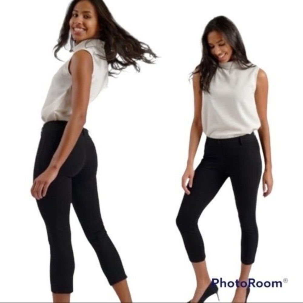 Betabrand Womens Cropped Yoga Office Pants Black Small